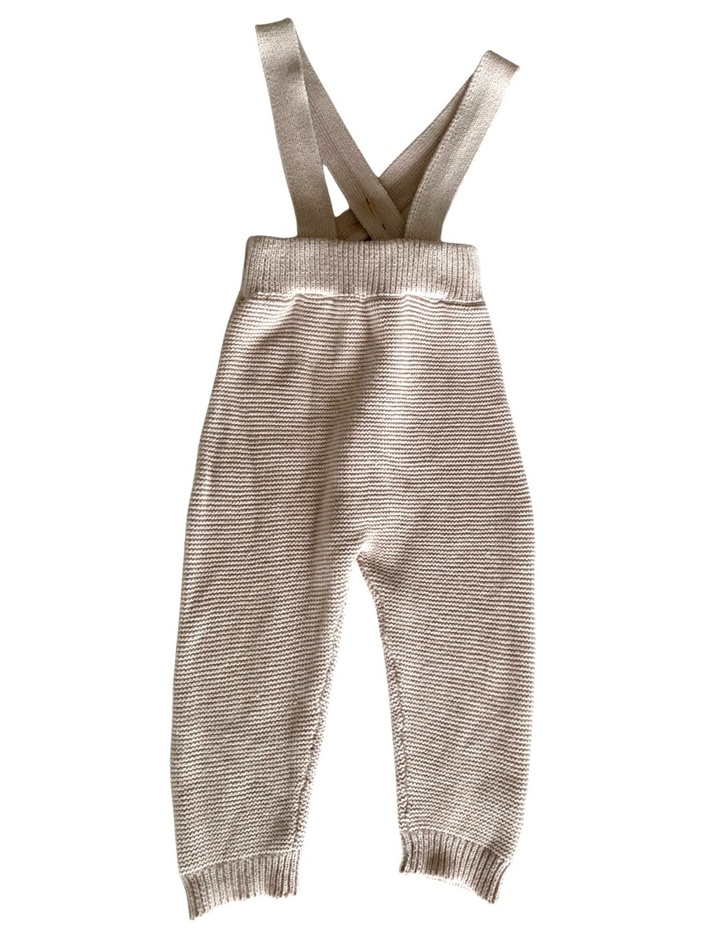 Kids Knit Suspender Overalls in Cream